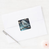 Fantasy Schattige Glass Bird Branch Vierkante Sticker (Envelop)
