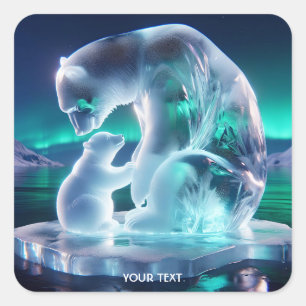 Fantasy Schattige Glass Cub Beer Vierkante Sticker
