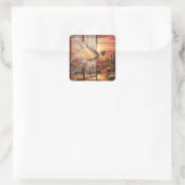 Fantasy Schattige Glass Desert Bird Vierkante Sticker (Tas)