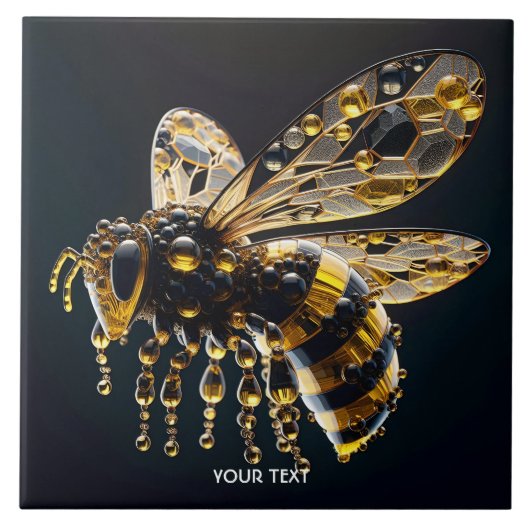 Fantasy Schattige Glass Yellow Black Bee Tegeltje (Voorkant)