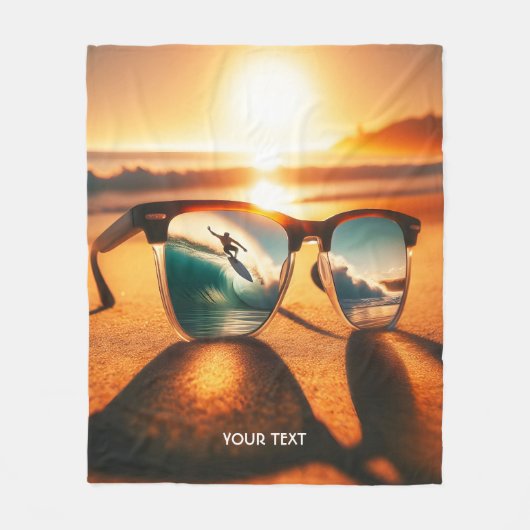 Fantasy Schattige Glasses Sunset Beach Fleece Deken (Voorkant)