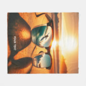 Fantasy Schattige Glasses Sunset Beach Fleece Deken (Voorkant (Horizontaal))
