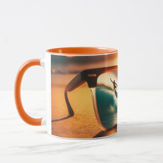 Fantasy Schattige Glasses Sunset Beach Mok (Links)