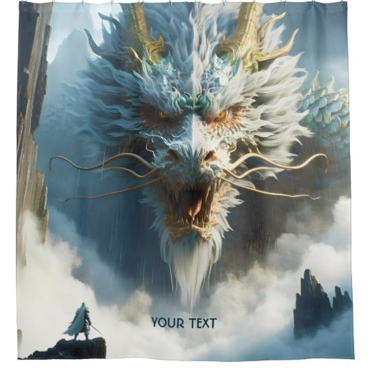 Fantasy Schattige Great Strong Dragon Douchegordijn (Voorkant)