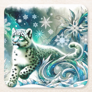 Fantasy Schattige Green Eyes Leopard Kartonnen Onderzetters