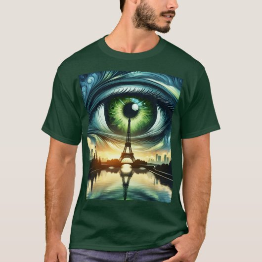 Fantasy Schattige Green Eyes Parijs T-shirt (Voorkant)