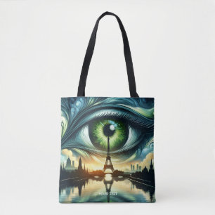Fantasy Schattige Green Eyes Parijs Tote Bag