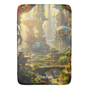 Fantasy Schattige Green Future City Badmat