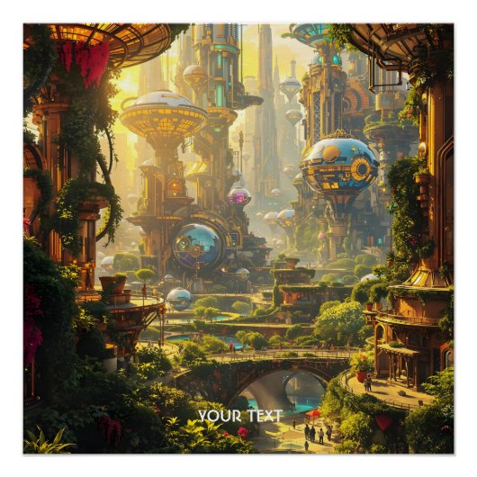Fantasy Schattige Green Future City Perfect Poster (Voorkant)