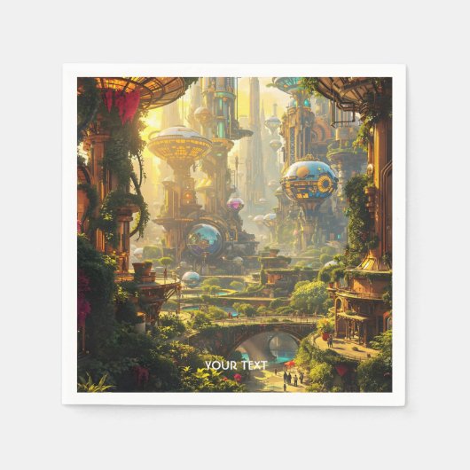 Fantasy Schattige Green Future City Servet (Voorkant)