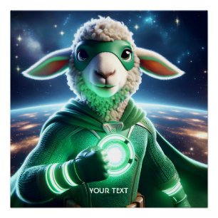 Fantasy Schattige Green Super Lamb Perfect Poster