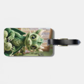 Fantasy Schattige Green Yarn Dragon Bagagelabel (Achterkant horizontaal)
