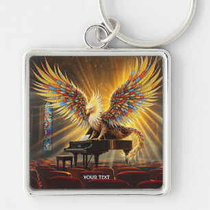 Fantasy Schattige Griffon Pianospel Sleutelhanger