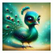 Fantasy Schattige Groene Baby Pauw Perfect Poster (Voorkant)