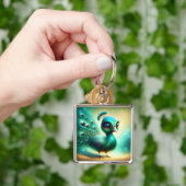 Fantasy Schattige Groene Baby Pauw Sleutelhanger (Hand)