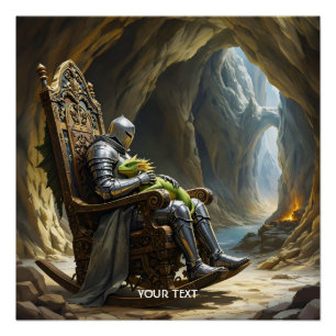 Fantasy Schattige Grot Draak Ridder Perfect Poster