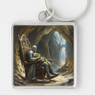 Fantasy Schattige Grot Draak Ridder Sleutelhanger