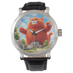 Fantasy Schattige Grote Oranje Kat Horloge