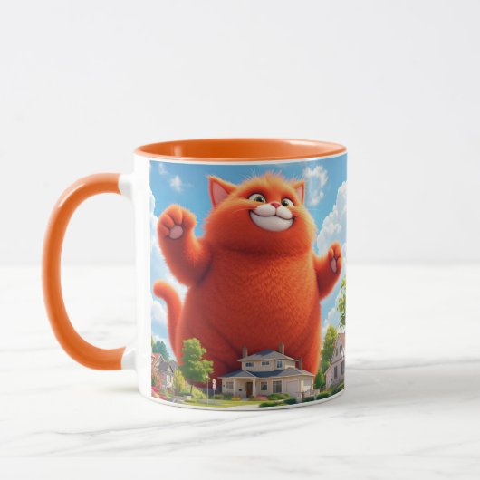 Fantasy Schattige Grote Oranje Kat Mok (Links)
