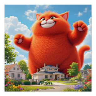 Fantasy Schattige Grote Oranje Kat Perfect Poster