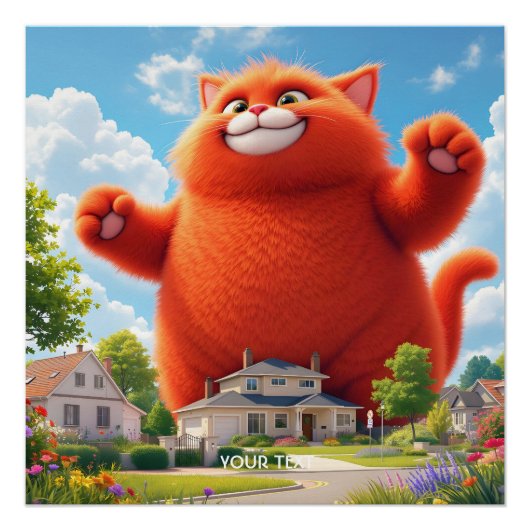 Fantasy Schattige Grote Oranje Kat Perfect Poster (Voorkant)