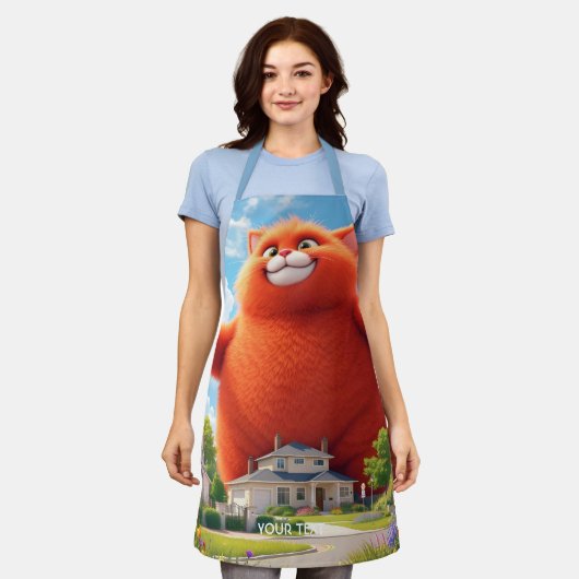 Fantasy Schattige Grote Oranje Kat Schort (Gedragen)