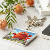 Fantasy Schattige Grote Oranje Kat Sleutelhanger (Zijkant)