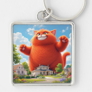 Fantasy Schattige Grote Oranje Kat Sleutelhanger