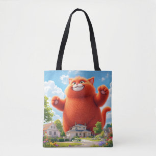 Fantasy Schattige Grote Oranje Kat Tote Bag