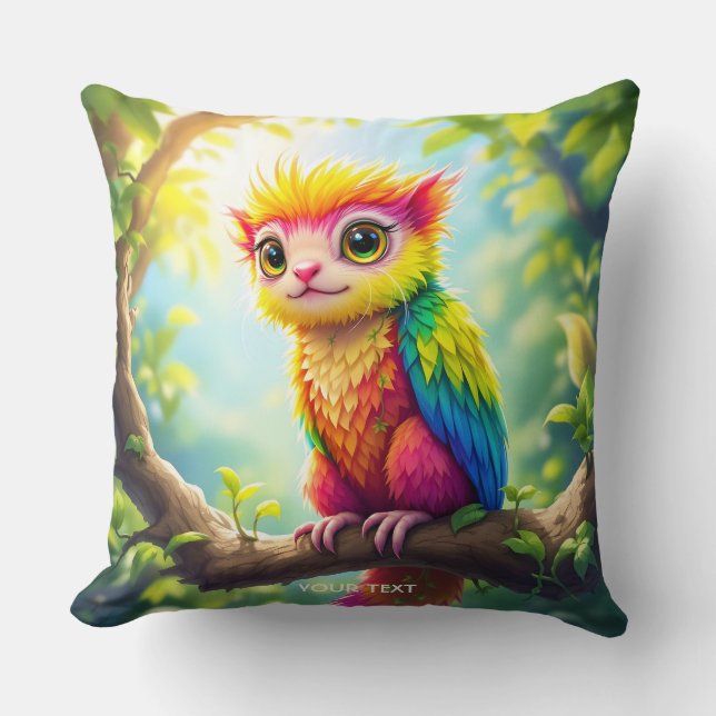 Fantasy Schattige Half Ferret Hybrid Kussen (Voorkant)