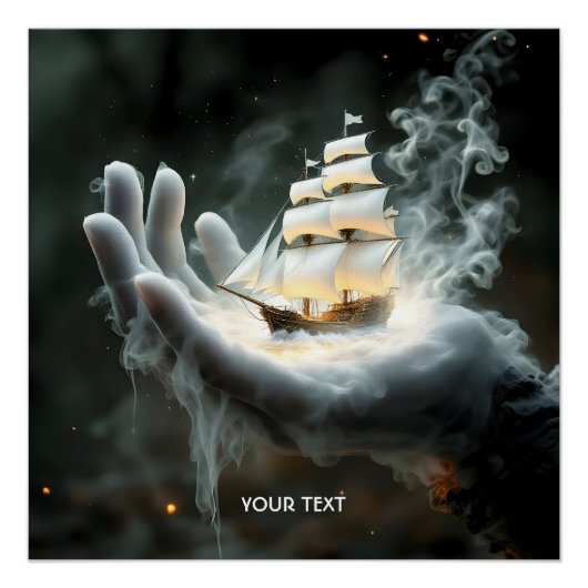 Fantasy Schattige Hand Ship Smoke Perfect Poster (Voorkant)