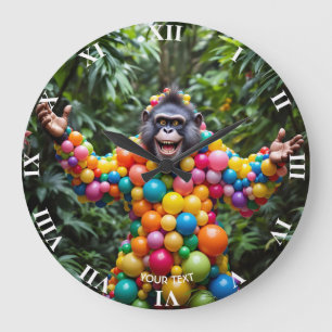 Fantasy Schattige Happy Colorful Monkey Grote Klok
