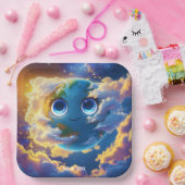 Fantasy Schattige Happy Earth Space Papieren Bordje (Feest)
