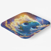 Fantasy Schattige Happy Earth Space Papieren Bordje (Gebogen)