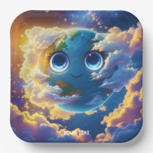 Fantasy Schattige Happy Earth Space Papieren Bordje
