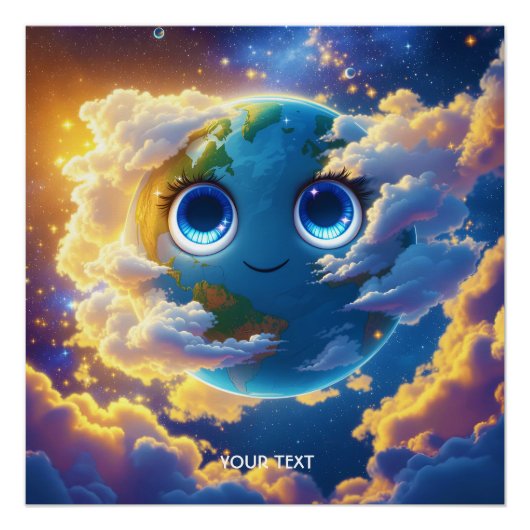 Fantasy Schattige Happy Earth Space Perfect Poster (Voorkant)