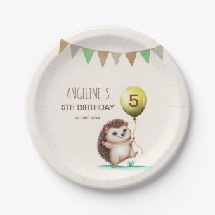Fantasy Schattige Happy Hedgehog Balloon Verjaarda Papieren Bordje