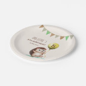 Fantasy Schattige Happy Hedgehog Balloon Verjaarda Papieren Bordje (Gekanteld)