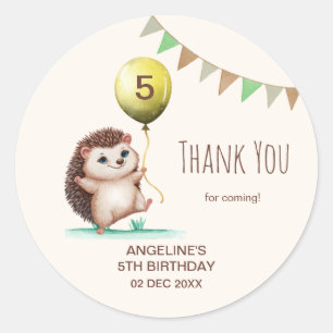 Fantasy Schattige Happy Hedgehog Balloon Verjaarda Ronde Sticker