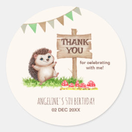 Fantasy Schattige Happy Hedgehog Forest Verjaardag Ronde Sticker