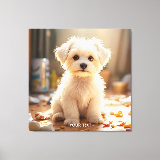 Fantasy Schattige Happy Maltese Puppy Canvas Afdruk (Voorkant)