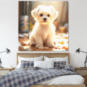 Fantasy Schattige Happy Maltese Puppy Canvas Afdruk (Insitu (Slaapkamer))