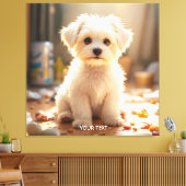 Fantasy Schattige Happy Maltese Puppy Canvas Afdruk (Insitu (Woonkamer))
