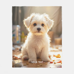Fantasy Schattige Happy Maltese Puppy Fleece Deken
