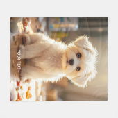Fantasy Schattige Happy Maltese Puppy Fleece Deken (Voorkant (Horizontaal))