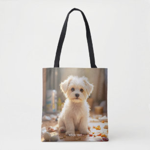 Fantasy Schattige Happy Maltese Puppy Tote Bag