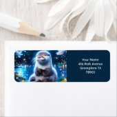 Fantasy Schattige Happy Otter Night Etiket (Insitu)