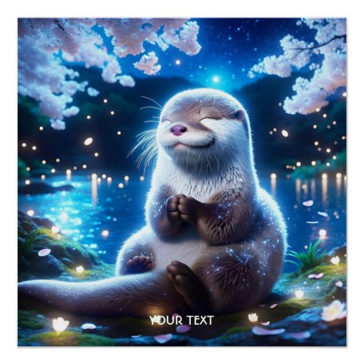 Fantasy Schattige Happy Otter Night Perfect Poster (Voorkant)
