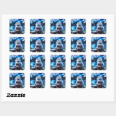 Fantasy Schattige Happy Otter Night Vierkante Sticker (Vel)