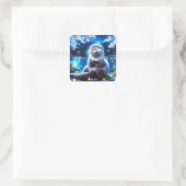 Fantasy Schattige Happy Otter Night Vierkante Sticker (Tas)